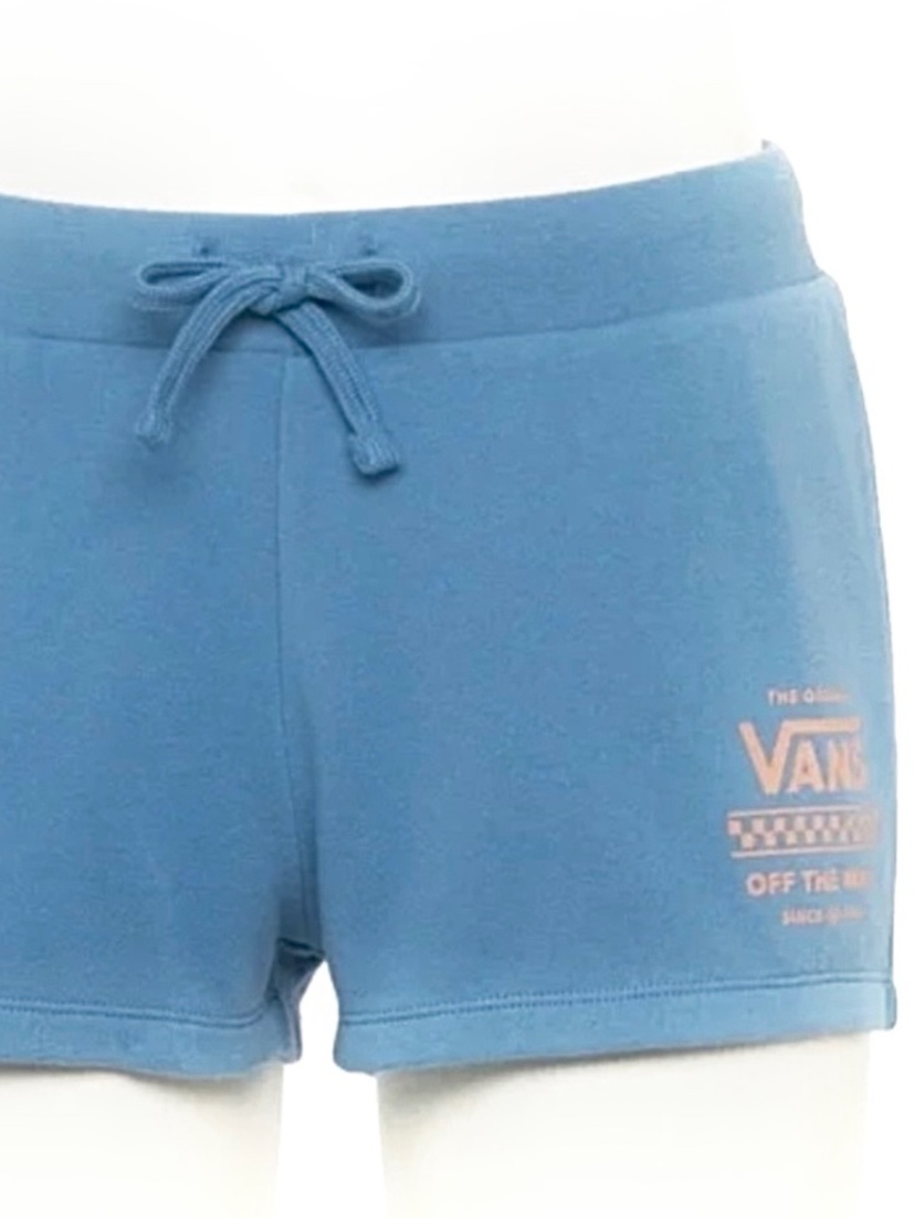 New Retro VANS Fleece Pull On Shorts Drawstring 2” Chill Blue Heaven Peach Small